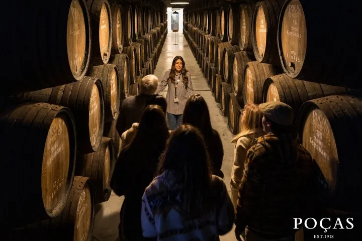 Poças port wine cellar and ageing barrels on a port wine cellar tour in Vila Nova de Gaia, Porto, Portugal