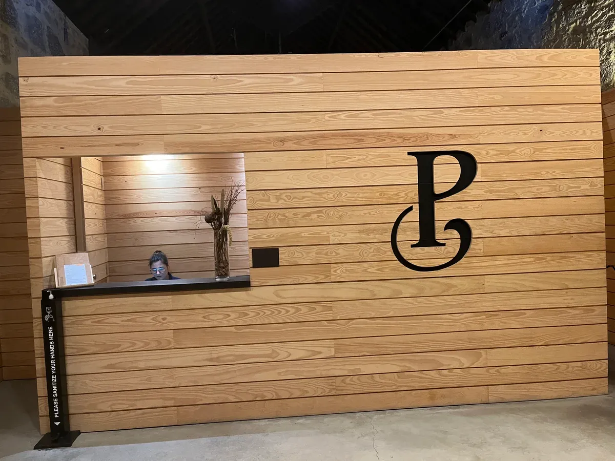 The reception desk of the Poças port wine lodge in Vila Nova de Gaia, seen on a port wine cellar tour in Vila Nova de Gaia